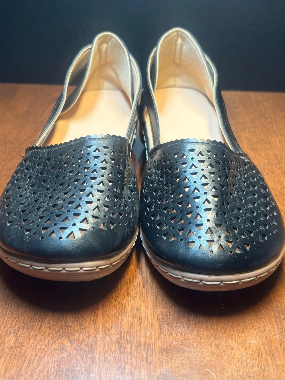 Women's Black Laser-Cut Slip-On Flats